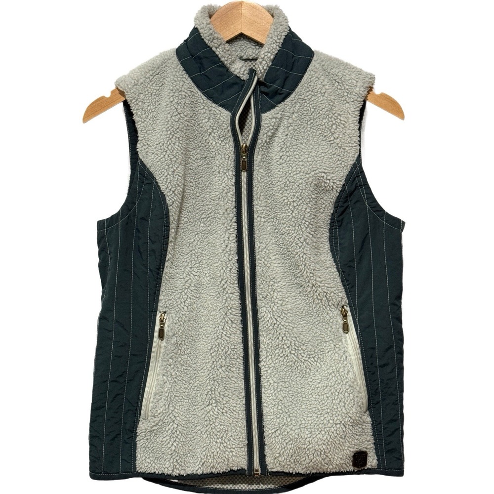 Ruff Hewn Vest Women's Size Medium Gray Sherpa Full Zip Pockets Warm